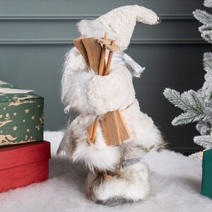 Санта в мохнатой шубе с подарками и лыжами 25 см Peha фото 7