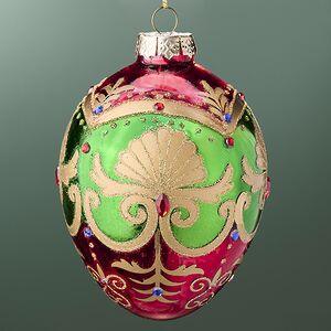 Стеклянная елочная игрушка Яйцо - Dessert Capucines 12 см, подвеска