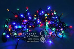 Светодиодная гирлянда для дома 100 разноцветных LED ламп 10 м, зеленый ПВХ, контроллер, IP20 Царь Елка фото 1