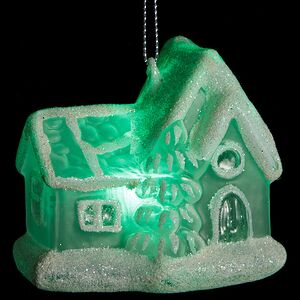 Светящаяся елочная игрушка Домик с Елочкой на батарейке 7.5*5*7.2 см, подвеска Snowhouse фото 3