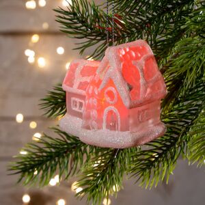 Светящаяся елочная игрушка Домик с Елочкой на батарейке 7.5*5*7.2 см, подвеска Snowhouse фото 2