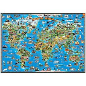 Настольная карта мира с детскими иллюстрациями