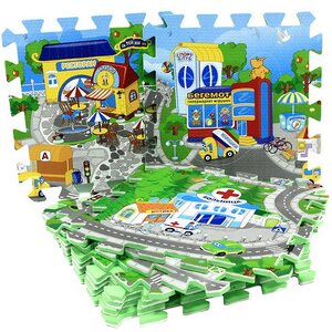 Игровой коврик-пазл Веселый городок, 90*90 см, 25 элементов Затейники фото 3