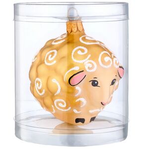 Елочная игрушка Символ года - Барашек Облачко 8 см золотая с белым, стекло Фабрика Елочка фото 6
