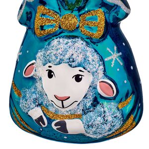 Елочная игрушка Символ года - Овечка Молли 9 см синяя, стекло Фабрика Елочка фото 2