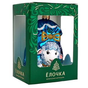 Елочная игрушка Символ года - Овечка Молли 9 см синяя, стекло Фабрика Елочка фото 5