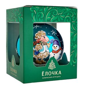 Елочный шар Символ года - Дуэт 8 см бирюзовый, стекло Фабрика Елочка фото 5