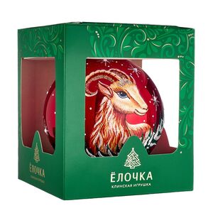 Елочный шар Символ года - Красуля красная 10 см, стекло Фабрика Елочка фото 5