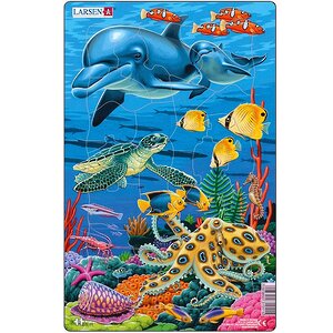 Пазл для детей Коралловый риф - Дельфины, 25 элементов, 28*18 см
