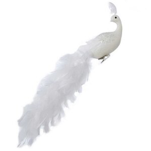 Декоративная фигура Павлин Pavo Alba 45 см, клипса