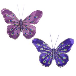 Декоративное украшение Butterfly Jody 13 см фиолетовое, 2 шт, клипса