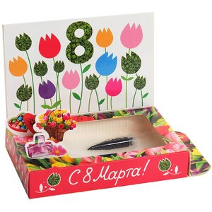 Подарочный набор Живая открытка - С 8 Марта, Тюльпаны Happy Plant фото 2