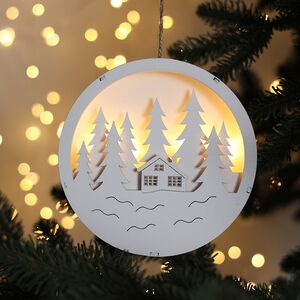 Декоративный светильник White Forest - Домик в лесу 14 см, на батарейках