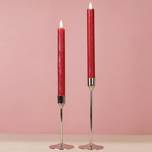 Столовая светодиодная свеча с имитацией пламени Стелла 24 см 2 шт красная, батарейка