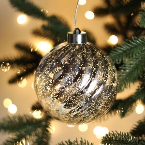 Светящийся елочный шар Эвелин 12 см серебряный, 5 теплых белых LED ламп, на батарейках