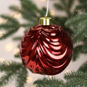 Светящийся елочный шар Леннарт 12 см красный, 5 теплых белых LED ламп, на батарейках Kaemingk фото 3