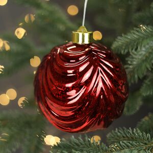 Светящийся елочный шар Леннарт 12 см красный, 5 теплых белых LED ламп, на батарейках Kaemingk фото 2