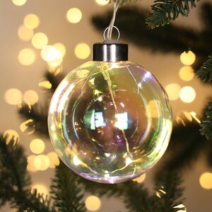 Декоративный подвесной светильник Шар Инграм 8 см, 4 теплых белых LED лампы, на батарейках, стекло Peha (Пеха) фото 1