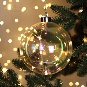 Декоративный подвесной светильник Шар Инграм 12 см, 10 теплых белых LED ламп, на батарейках, стекло Peha фото 2