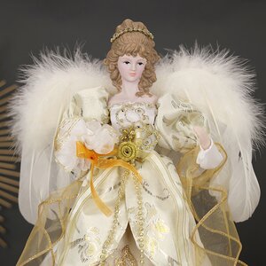 Декоративная фигура Ангел Шарлиз в платье с золотыми лентами 43 см Kurts Adler фото 2
