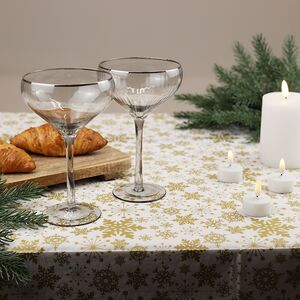 Новогодняя скатерть Праздничные Снежинки 180*130 см золотистая Koopman фото 4