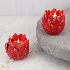 Керамический подсвечник Цветок Иммаколета 7 см бургунди