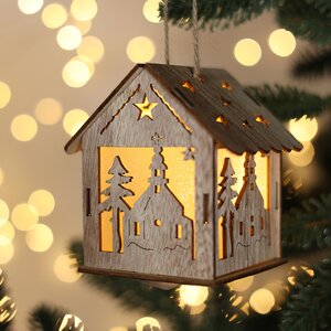 Светящаяся елочная игрушка Рождественская ночь 9 см, на батарейках, IP20