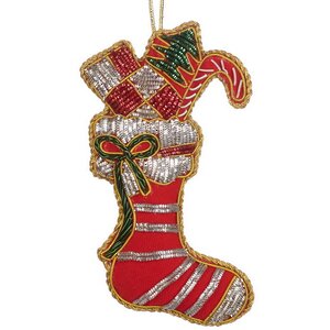 Елочная игрушка Рождественский носок 10 см, подвеска Goodwill фото 1