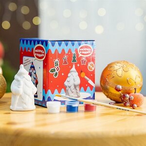 Набор для творчества Раскрась и подари - елочная игрушка Дед Мороз, керамика