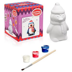Набор для творчества Раскрась и подари - елочная игрушка Пингвинчик, керамика Раскрась и подари фото 4