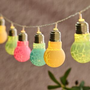 Светодиодная гирлянда Лампочки - Ягодная Карамель, 10 разноцветных ламп, 1.4 м, прозрачный ПВХ, на батарейках, IP20