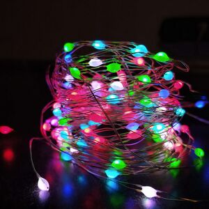 Светодиодная USB-гирлянда Роса Grande 12 м, 120 разноцветных RGB LED, серебряная проволока, 64 режима, пульт управления, таймер, IP20