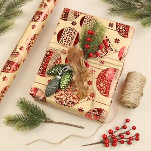 Новогодняя крафт бумага Xmas Style: Красные Шары 200*70 см Koopman фото 5