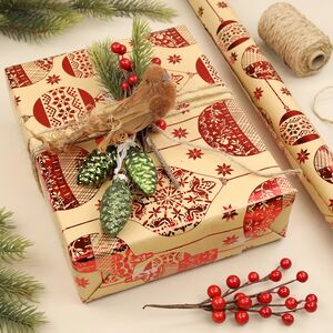 Новогодняя крафт бумага Xmas Style: Красные Шары 200*70 см Koopman фото 3