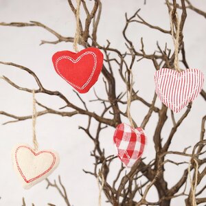 Набор елочных украшений из ткани Сердечки - Кантри Love 6 шт, подвеска Breitner фото 2