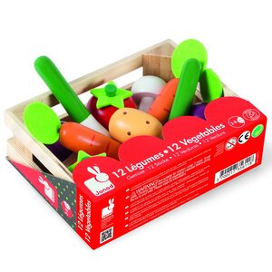Игровой набор Овощи в ящике, 12 предметов, дерево