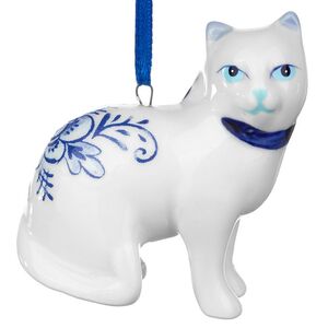 Елочная игрушка Котенок из Делфта 6 см, подвеска