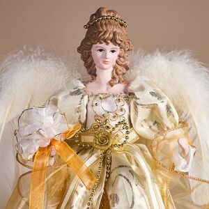 Верхушка на елку Ангел Шарлиз в платье с золотыми лентами 43 см Kurts Adler (Куртс Адлер) фото 7