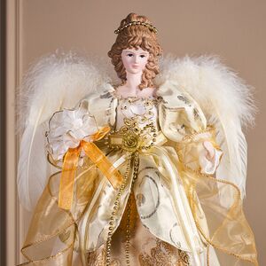 Верхушка на елку Ангел Шарлиз в платье с золотыми лентами 43 см Kurts Adler (Куртс Адлер) фото 2