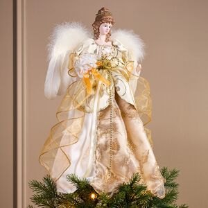 Верхушка на елку Ангел Шарлиз в платье с золотыми лентами 43 см Kurts Adler (Куртс Адлер) фото 6