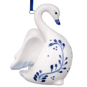 Елочная игрушка из фарфора Лебедь - Blue Swan 9 см, подвеска