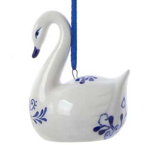Елочная игрушка из фарфора Лебедь - Swan Song 9 см, подвеска