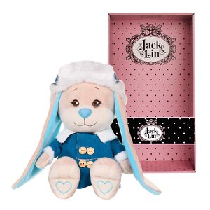 Мягкая игрушка Зайчик Жак в синей дублёнке и шапке-ушанке 25 см, коллекция Jack&Lin Maxitoys фото 2