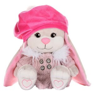 Мягкая игрушка Зайка Лин в розовом пальто и яркой шапке 25 см, коллекция Jack&Lin