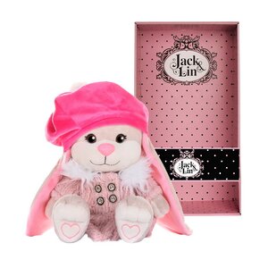 Мягкая игрушка Зайка Лин в розовом пальто и яркой шапке 25 см, коллекция Jack&Lin Maxitoys фото 2