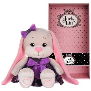 Мягкая игрушка Зайка Лин в фиолетовом платьице с пайетками 20 см, коллекция Jack&Lin Maxitoys фото 2