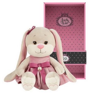 Мягкая игрушка Зайка Лин в платьице с розовым поясом 20 см, коллекция Jack&Lin Maxitoys фото 2