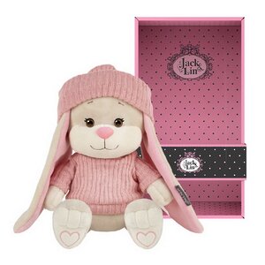Мягкая игрушка Зайка Лин в вязаном платьице и шапочке 20 см, коллекция Jack&Lin Maxitoys фото 2