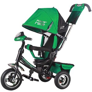 Велосипед "Trike Power Race" с ручкой и тентом, зеленый, надувные колеса TRIKE (Трайк) фото 1