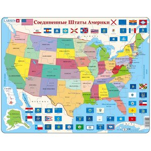 Пазл Карты и Континенты - США, 48 элементов, 37*29 см LARSEN фото 1